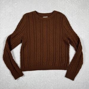 American Eagle Outfitters Chocolate Brown Cable Knit Pullover Sweater Womens XL